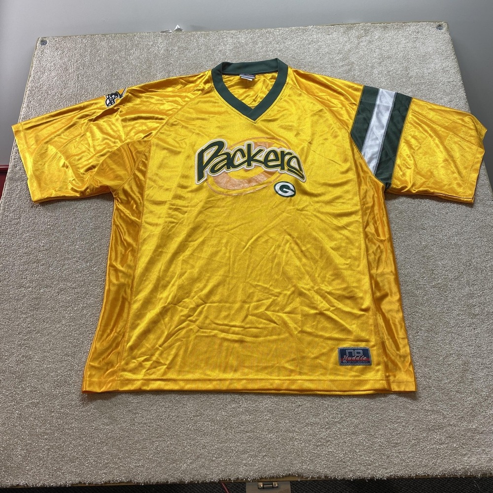 Green Bay Packers Shirt Mens‎ 2XL Yellow NFL Football No Huddle Jersey 21 2000s